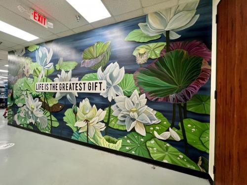 Lotus floral mural for Schlumberger Sugar Land office 