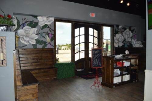 “Mardi Gras Magnolias” Entrance murals at Tad’s Louisiana Cooking Restaurant- Katy, Texas