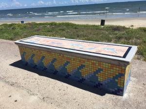 Tile Mosaic Bench on Galveston Seawall Project SIT (1)